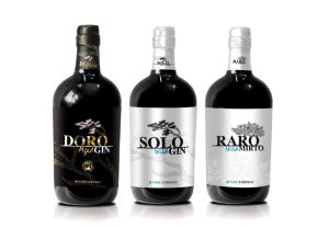 tris di distillati doro aged gin, solo wild gin, raro wild mirto-pure sardinia